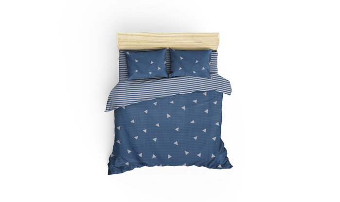 L'essentiel linge de maison Juego de funda de edredón doble Üçgen - Azul y Blanco L'essentiel linge de maison Juego de funda de edredón doble Üçgen - Azul y Blanco